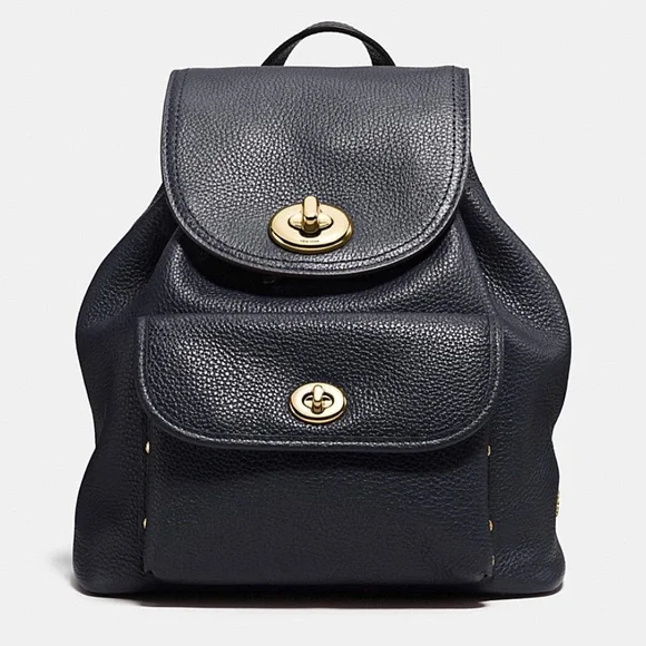 Coach Mini black Turnlock Backpack Coach Mini Turnlock Rucksack Backpack Pebbled Leather Carry  main image 3